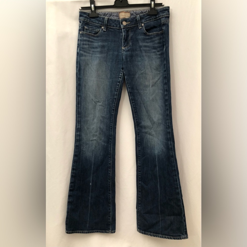 Paige Petite Laurel Canyon Bootcut Dark Wash Blue Jeans Womens Size 28P